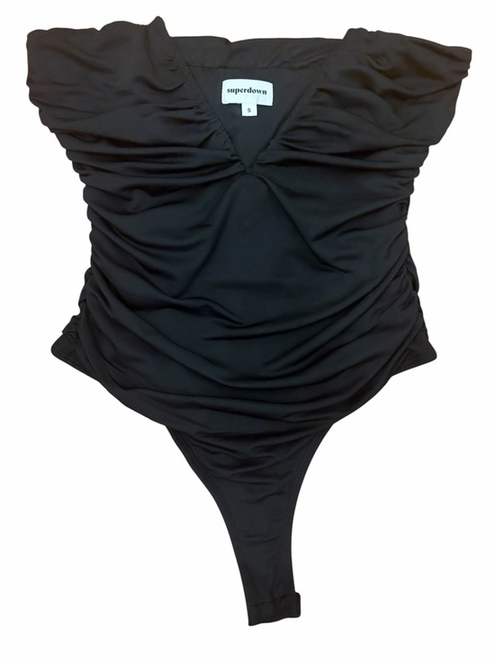 superdown Tops - Superdown Black Ruched Off Shoulder Bodysuit